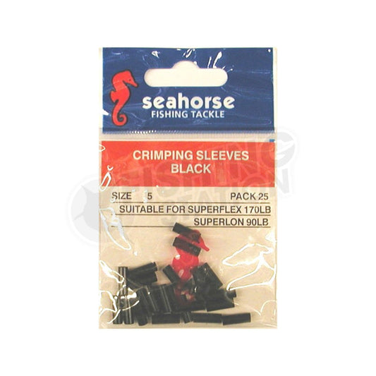 Seahorse Crimping Sleeves Black-Terminal Tackle - Crimps-Seahorse Fishing Tackle-2 - (25pc)-Fishing Station