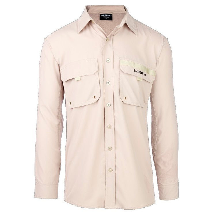 Shimano Vented Long Sleeve Shirt - Oatmeal-Shirts & T-Shirts-Shimano-S-Fishing Station