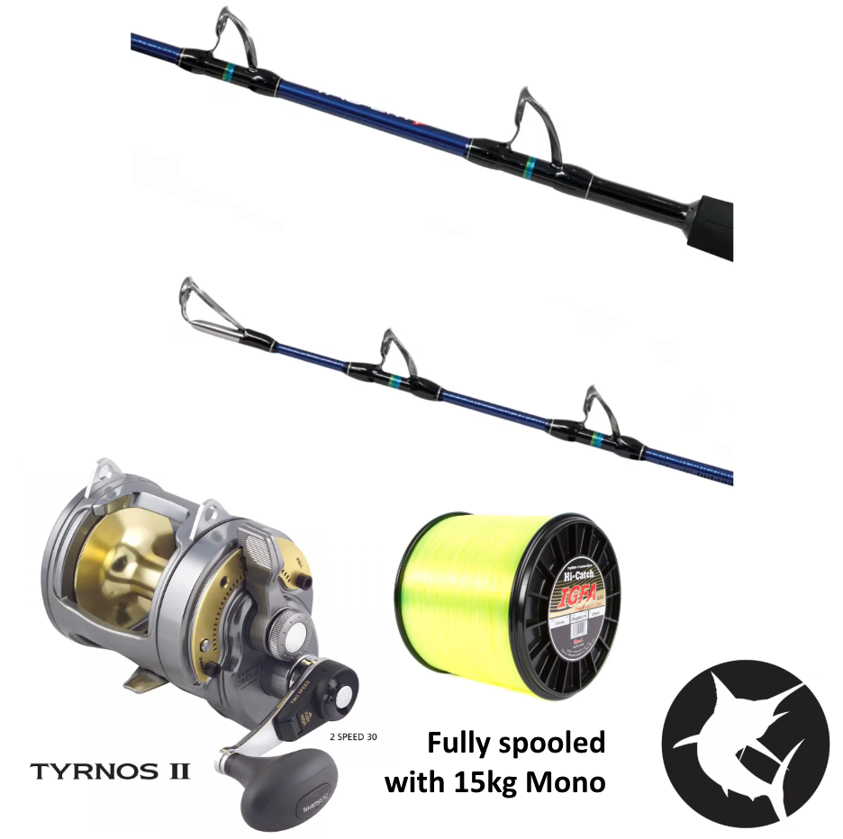 Shimano 25 Tag-Em 15kg / Tyrnos 30 2-Speed Overhead Game Combo