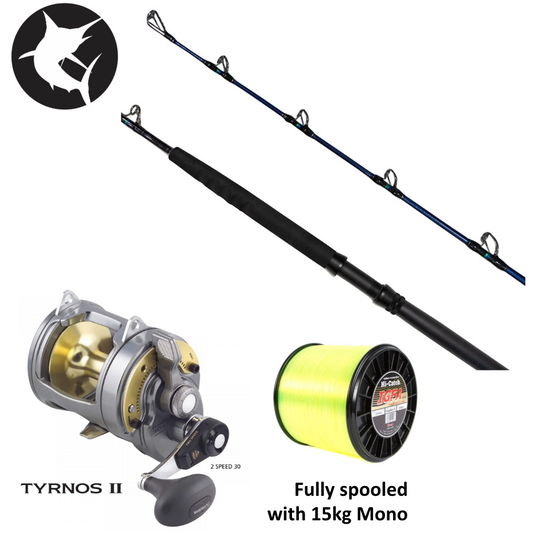 Shimano 25 Tag-Em 15kg / Tyrnos 30 2-Speed Overhead Game Combo