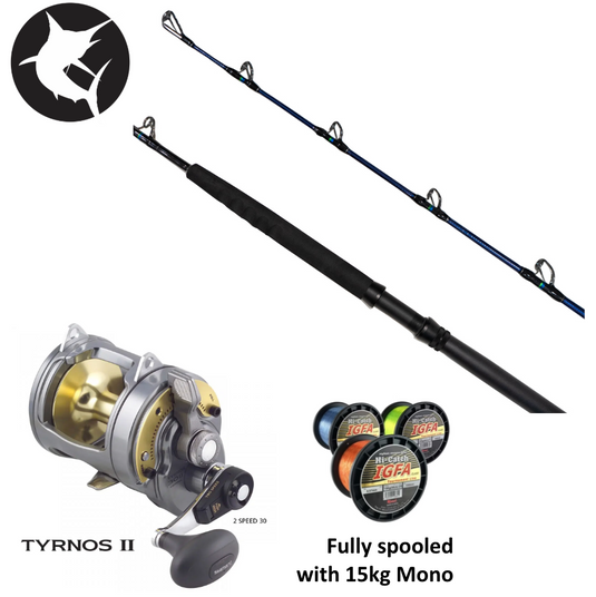Shimano 25 Tag-Em 15kg / Tyrnos 30 2-Speed Overhead Game Combo