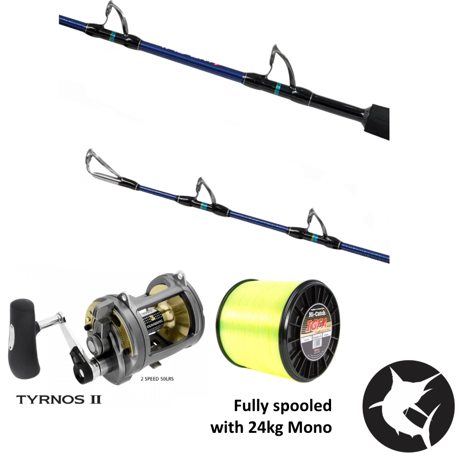 Shimano 25 Tag-Em 24kg / Tyrnos 50LRS 2-Speed Overhead Game Combo