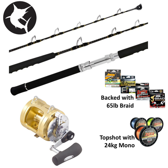 shimano 50a reel Shimano Speedmaster 24kg / Tiagra 50A Overhead Game Combo – Fishing Station