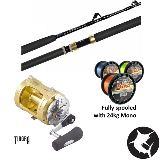 shimano backbone 24kg lbg rod Shimano TCurve Tiagra 24kg SU / Tiagra 50WLRSA Game Fishing Combo – Fishing Station