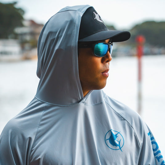 Fishing Station Hooded Performance Shirt - Ice Grey