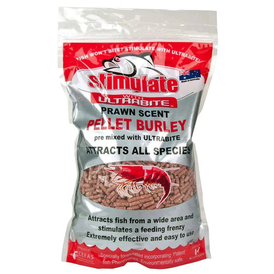 Stimulate Prawn Pellet Burley Pre Mixed with Ultrabite 1kg-Buckets, Bait Collecting & Burley-Stimulate-Fishing Station