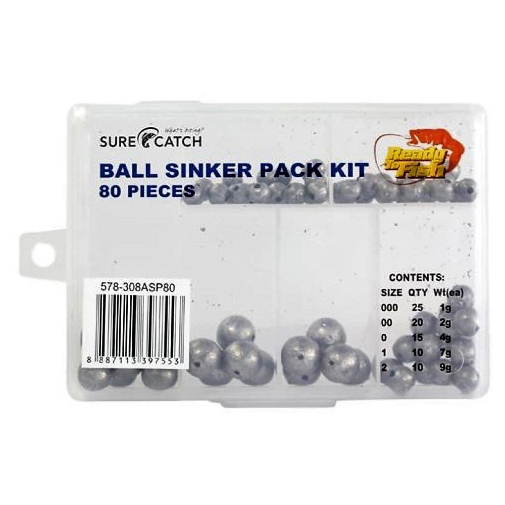 SureCatch 80pc Ball Sinker Pack-Terminal Tackle - Sinkers-SureCatch-Fishing Station