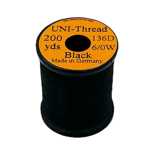 Uni Waxed Thread 6/0 136 Denier-Fly Fishing - Fly Tying Material-Uni Productions Inc-Black-Fishing Station