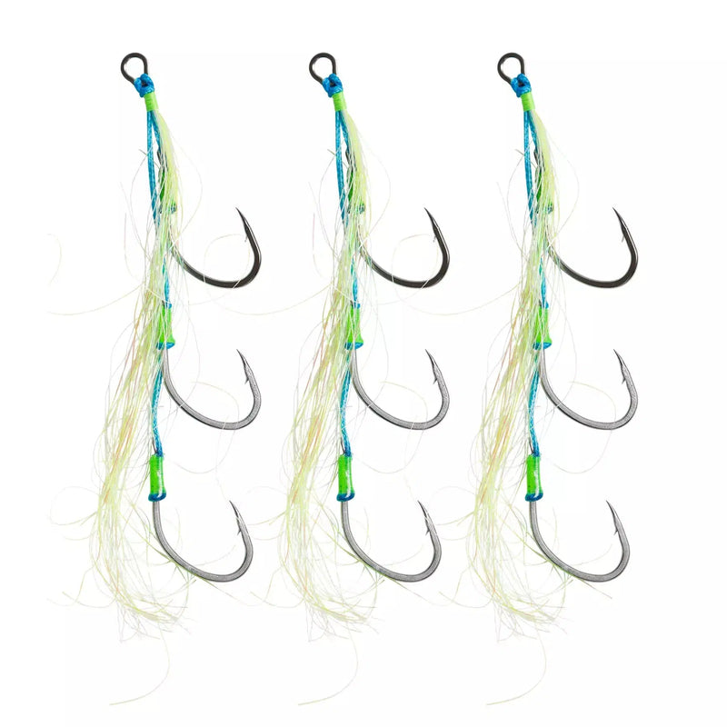 Load image into Gallery viewer, Vexed Flashy Triple Bait Assist Pike Hooks 3 Pack-Hooks - Assist-Vexed-Chartreuse Glow-Size 2/0-Fishing Station
