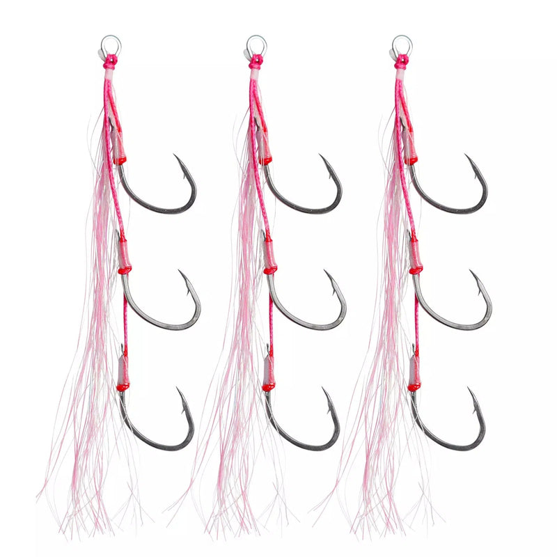 Load image into Gallery viewer, Vexed Flashy Triple Bait Assist Pike Hooks 3 Pack-Hooks - Assist-Vexed-Pink Glow-Size 2/0-Fishing Station
