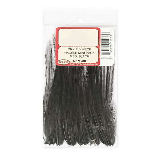 Wapsi Neck Hackle Tips-Fly Fishing - Fly Tying Material-Wapsi-Black-Large-Fishing Station