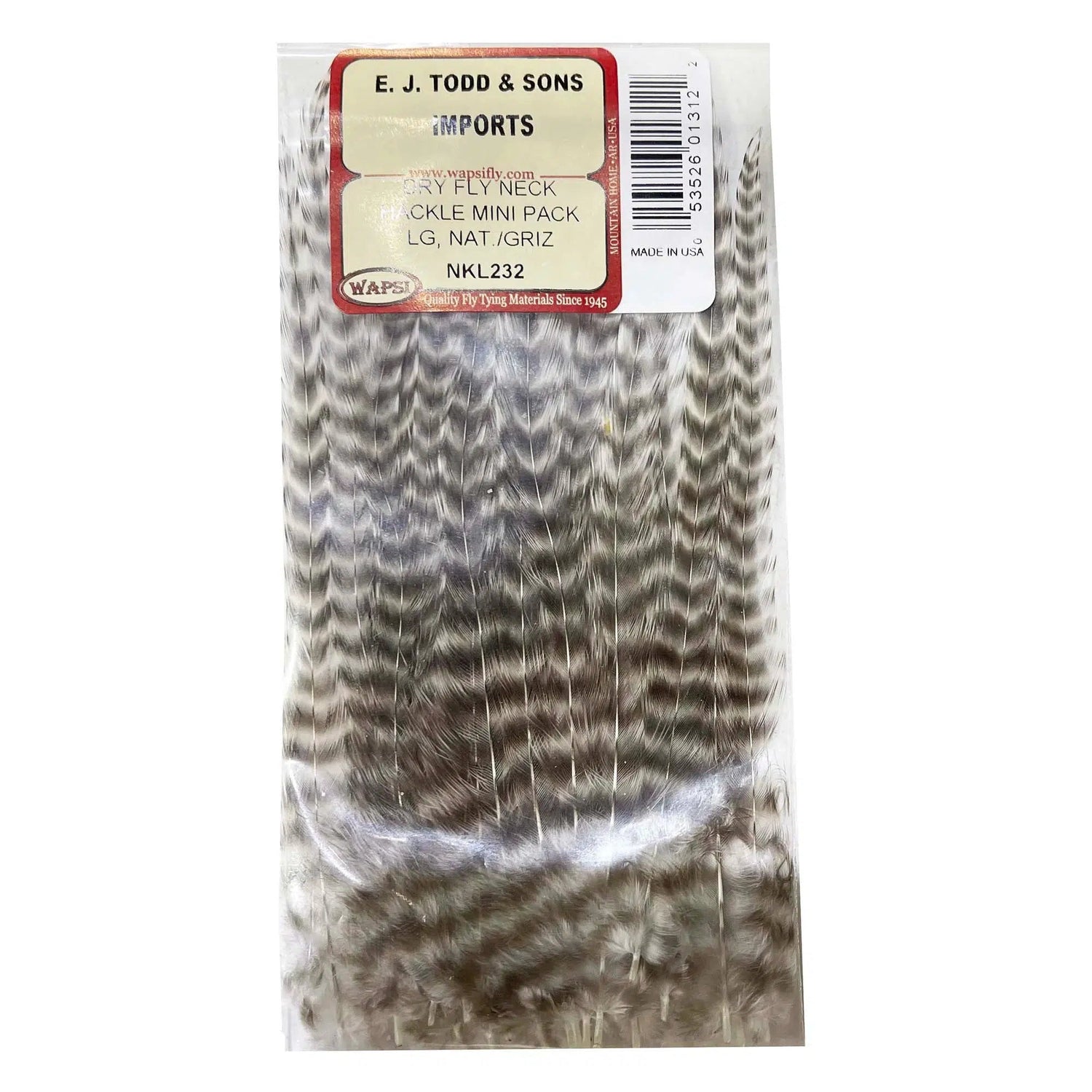 Wapsi Neck Hackle Tips-Fly Fishing - Fly Tying Material-Wapsi-Natural Grizzly-Large-Fishing Station