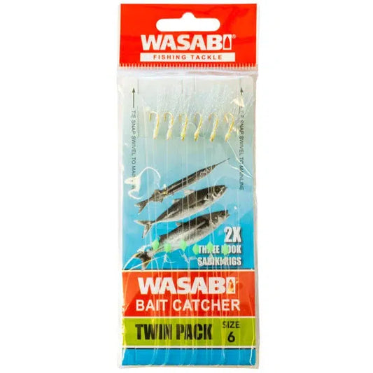Wasabi Bait Catcher (Twin Pack)-Lure - Sabiki /Bait Jig-Wasabi-Size 6-Fishing Station