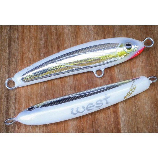 West Coast Poppers Reef Stick Sinking Stickbait-Lure - Poppers, Stickbaits & Pencils-West Coast Poppers-SX40-White Foil-Fishing Station