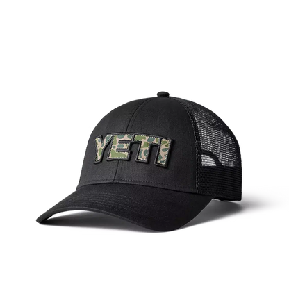Yeti Camo Logo Badge Trucker Hat-Hats & Headwear-Yeti-Black-Fishing Station