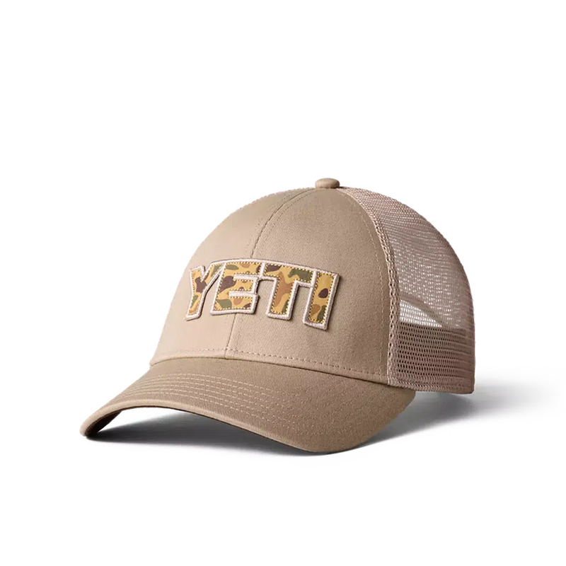 Load image into Gallery viewer, Yeti Camo Logo Badge Trucker Hat-Hats &amp; Headwear-Yeti-Khaki-Fishing Station
