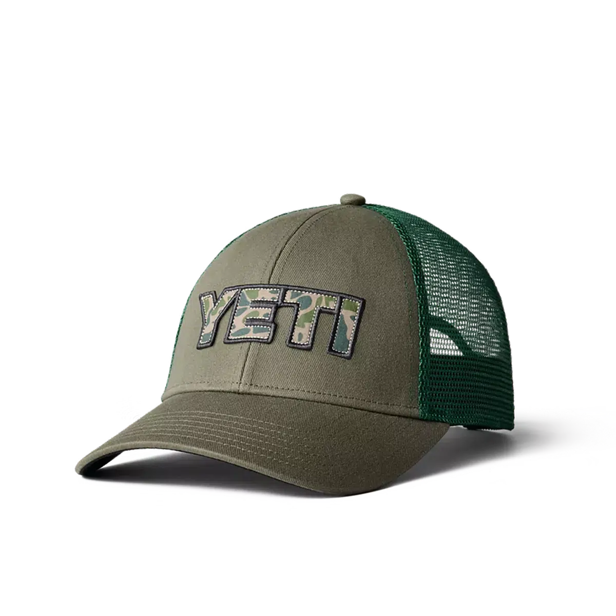 Yeti Camo Logo Badge Trucker Hat-Hats & Headwear-Yeti-Olive-Fishing Station