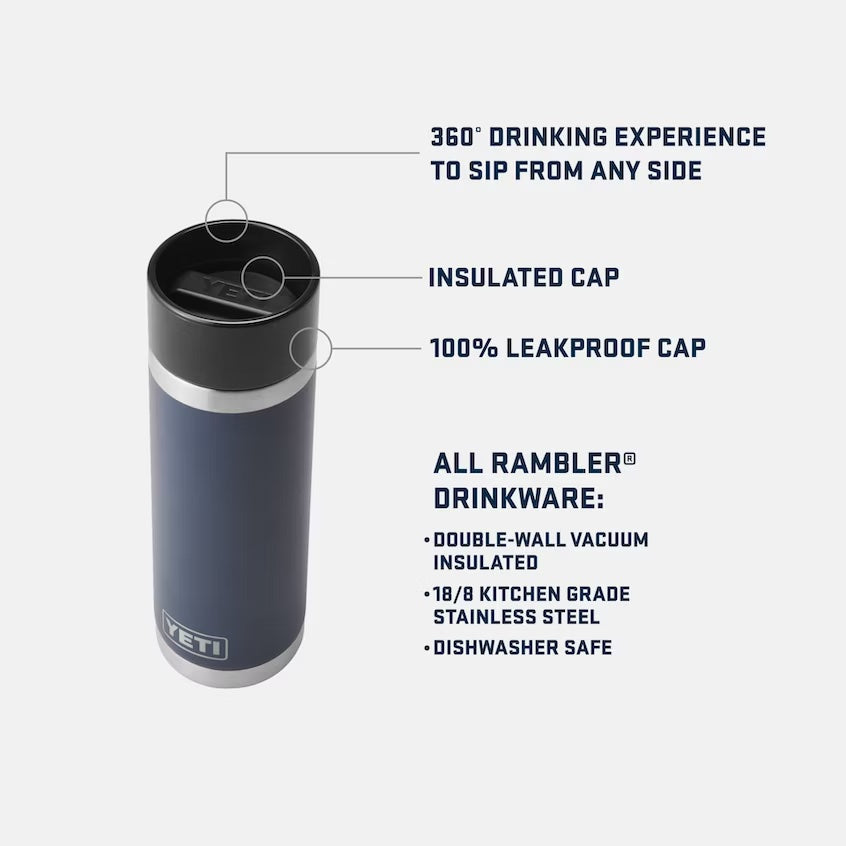 Yeti Rambler 18oz (532ml) Reusable Bottle with Hot Shot Cap-Coolers & Drinkware-Yeti-Black-Fishing Station