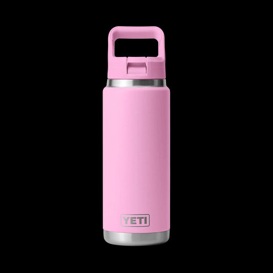 YETI Rambler 26 Oz Water Bottle with Straw Cap in Power Pink