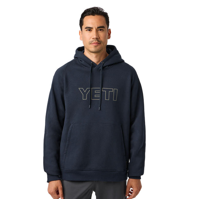 Load image into Gallery viewer, Yeti Logo Built For The Wild Fleece Hoodie Navy
