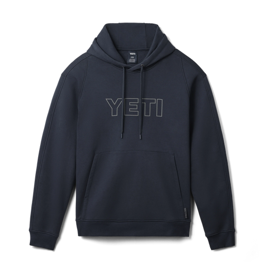 Yeti Logo Built For The Wild Fleece Hoodie Navy