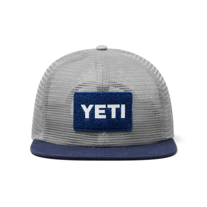 Yeti Velcro Badge Flat Brim Mesh Hat-Hats & Headwear-Yeti-Grey/Navy-Fishing Station