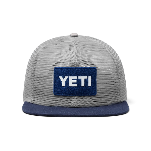 Yeti Velcro Badge Flat Brim Mesh Hat-Hats & Headwear-Yeti-Grey/Navy-Fishing Station
