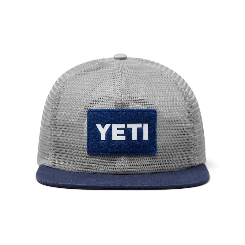 Load image into Gallery viewer, Yeti Velcro Badge Flat Brim Mesh Hat-Hats &amp; Headwear-Yeti-Grey/Navy-Fishing Station
