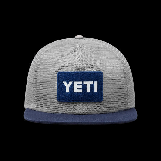 Yeti Velcro Badge Flat Brim Mesh Hat-Hats & Headwear-Yeti-Grey/Navy-Fishing Station