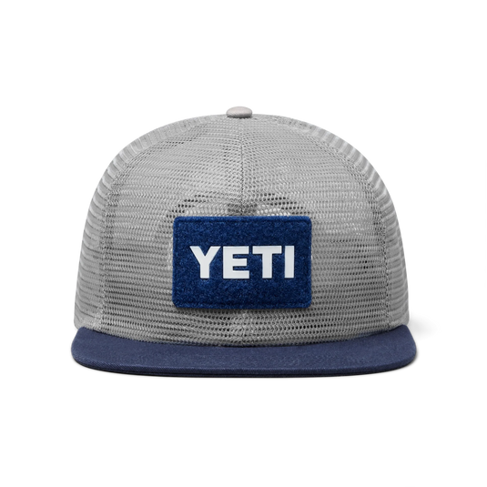 Yeti Velcro Badge Flat Brim Mesh Hat-Hats & Headwear-Yeti-Grey/Navy-Fishing Station