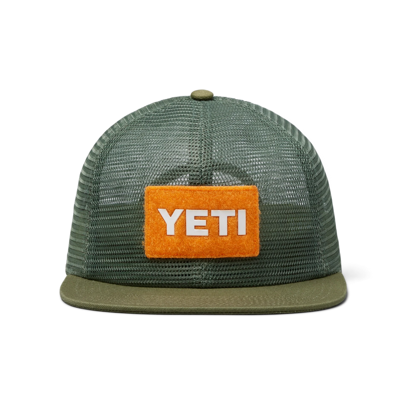 Load image into Gallery viewer, Yeti Velcro Badge Flat Brim Mesh Hat-Hats &amp; Headwear-Yeti-Olive-Fishing Station
