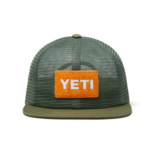 Yeti Velcro Badge Flat Brim Mesh Hat-Hats & Headwear-Yeti-Olive-Fishing Station