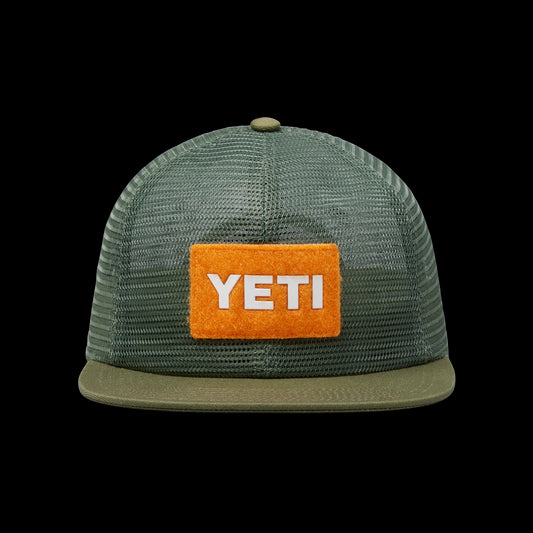 Yeti Velcro Badge Flat Brim Mesh Hat-Hats & Headwear-Yeti-Olive-Fishing Station